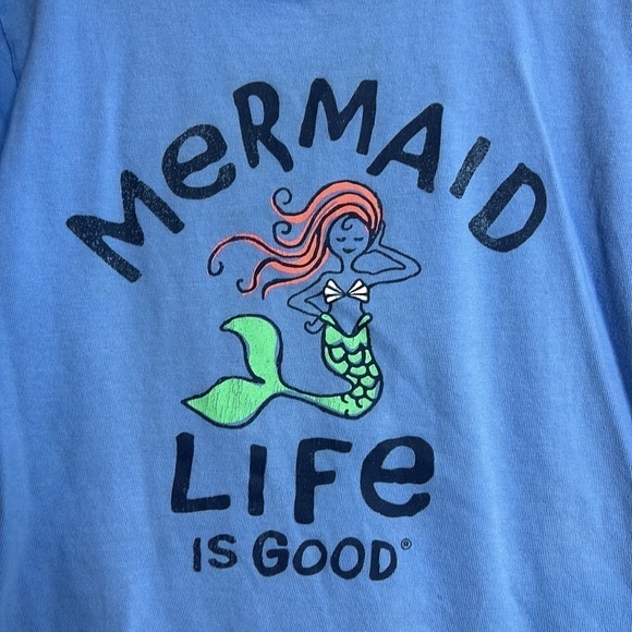 Life is Good Blue Mermaid Crusher T Shirt Girls S - Picture 2 of 4